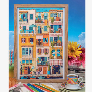 精准印花A13漂亮房子 ANC安卡线 多金绣铺十字绣自配套件DMC R线