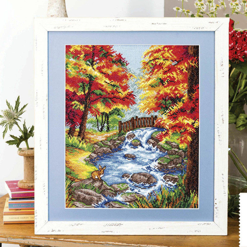 多金绣铺十字绣自配套件DMC/R线/ANC安卡线/精准印花A082秋季小溪