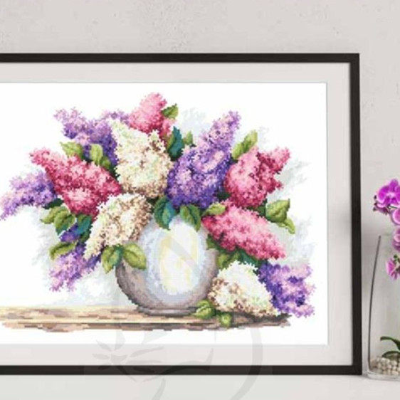 多金绣铺十字绣自配套件DMC/R线/ANC安卡线/精准印花A002丁香花