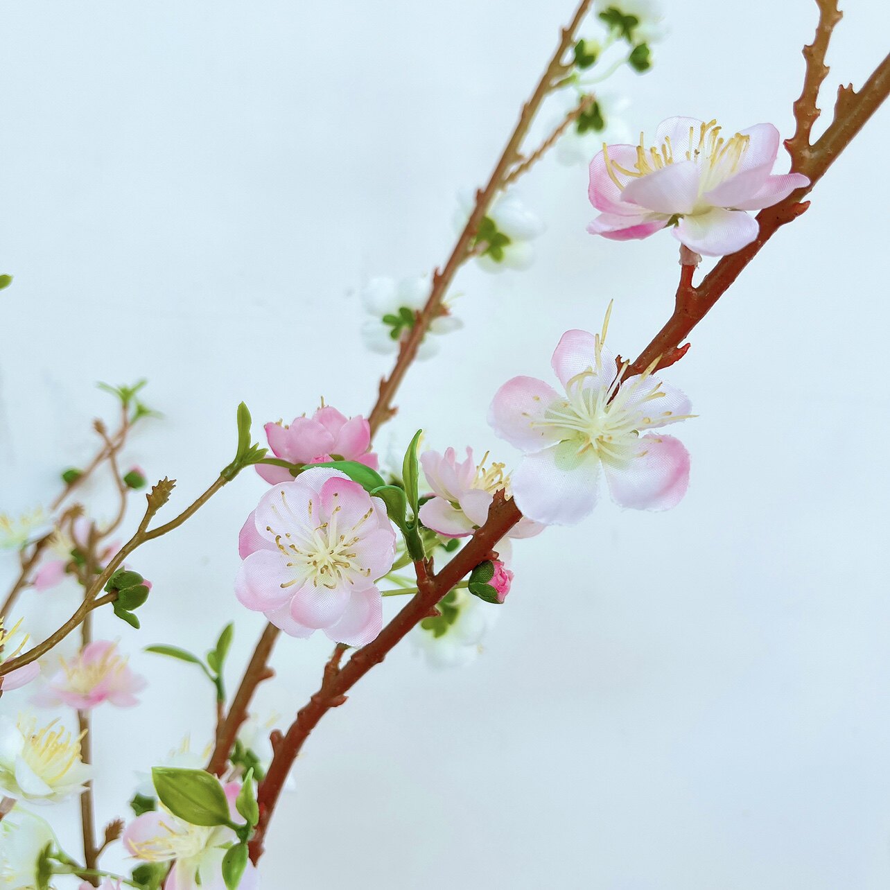 侘寂风仿真桃花单支白粉色假花客厅摆放装饰梅花樱花绢布干花花艺
