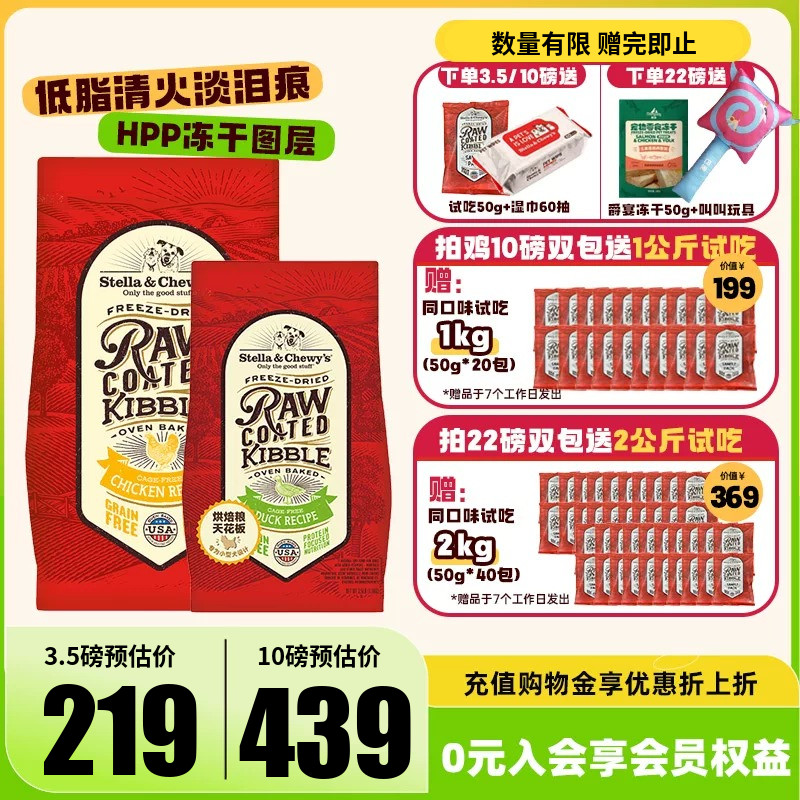 进口SC狗粮HPP烘焙低脂鸭肉去泪痕小大型幼犬老年泰迪试吃全价粮