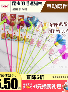 Amy Carol昆虫羽毛响亮片田园蜗牛宠物喵咪逗猫棒长杆猫咪玩具