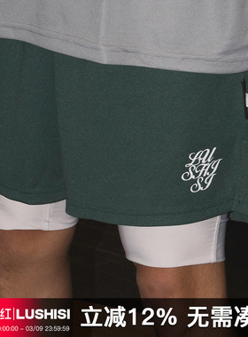 LUSHISI夏季不过膝美式短裤男篮球运动速干三四分裤跑步健身刺绣