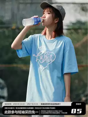 LUSHISI(LUSS)new love North Carolina blue pink milky yellow couple short-sleeved tide brand loose T-shirt men and women