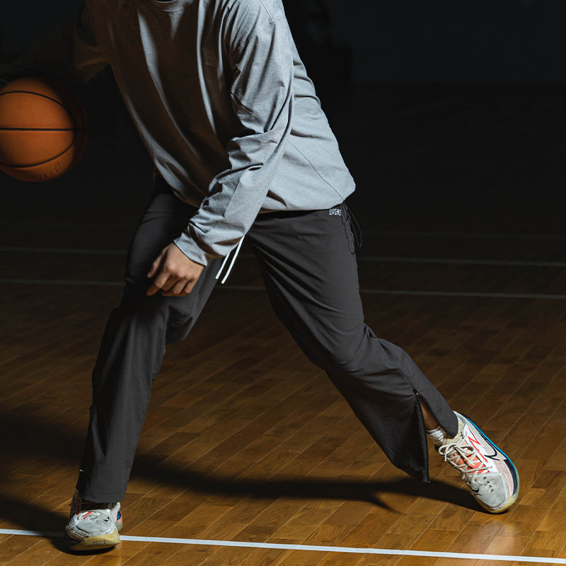 LUSHISI[暗夜]拉链直筒轻薄快干透气跑步篮球运动街头潮流长裤男