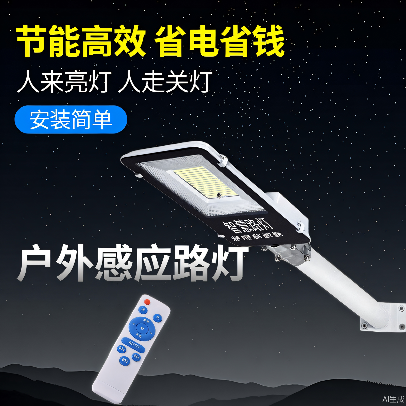 光控感应led路灯头小区路灯新农村防水户外220V天黑亮灯人体感应