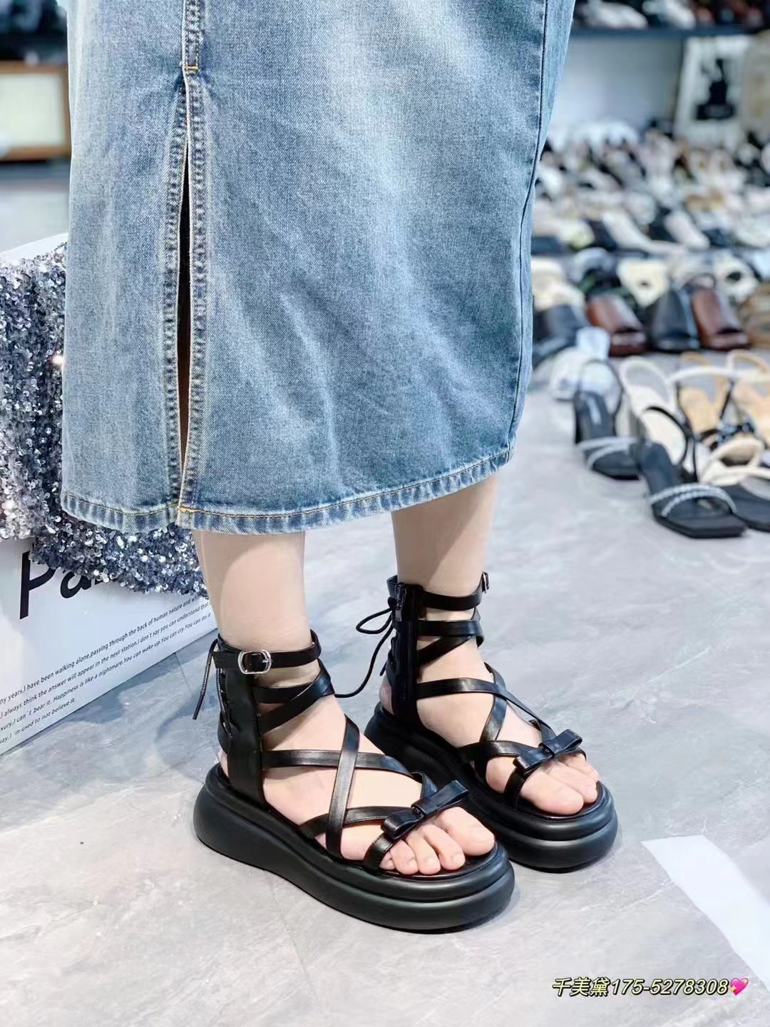 美黛千慧高帮厚底镂空罗马凉鞋女新款夏季外穿精致软底不累脚