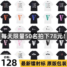 JERRY大V烟雾反光宽松短袖 樱花男女情侣T恤潮牌街头夏 过验VLONE