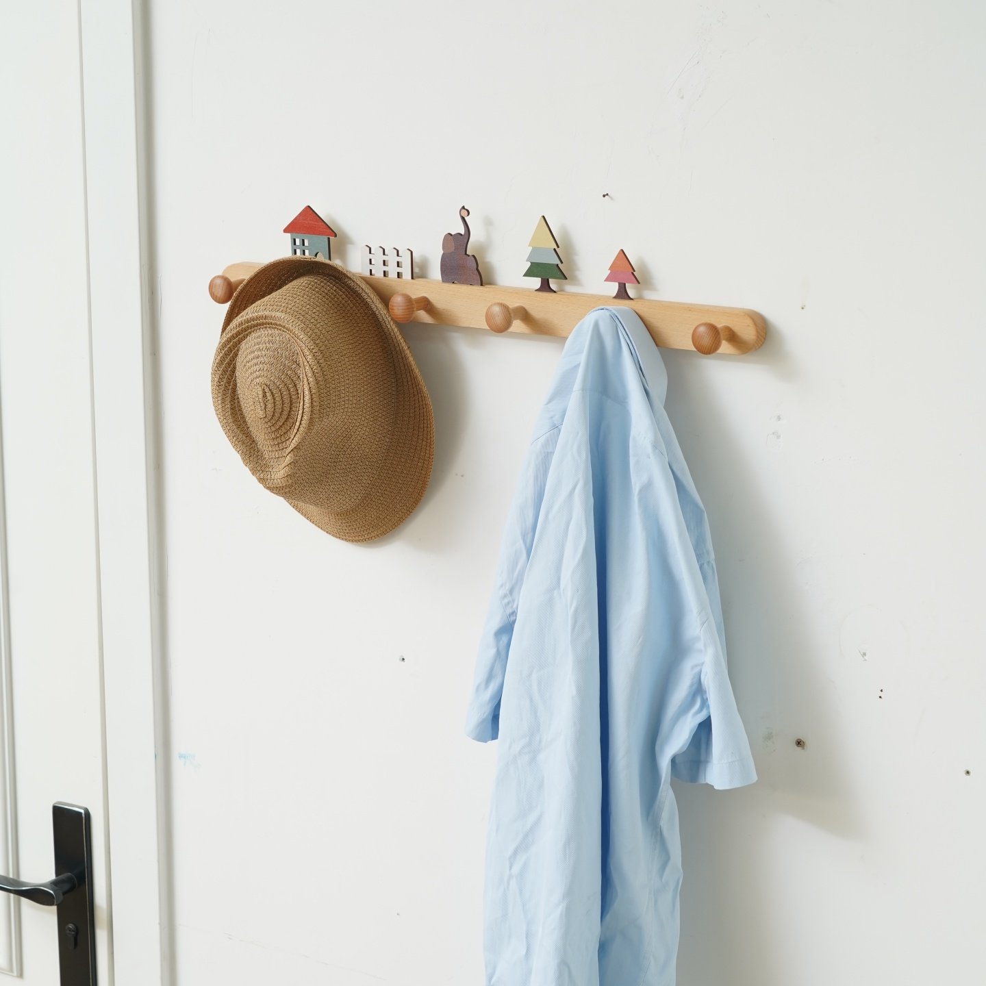创意原木质挂衣钩进门玄关墙上壁挂衣帽钩奶油风包包置物架免打孔,收纳整理,挂钩/粘钩,淘宝优惠券,粉丝福利购,淘宝优惠卷