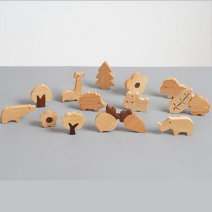 可爱实木动物乐园ins儿童房装饰玩具桌面墙壁摆件过家家认知礼物