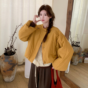 黄色俏皮减龄甜酷风短款羽绒服女2025冬季新款白鸭绒轻暖泡芙外套