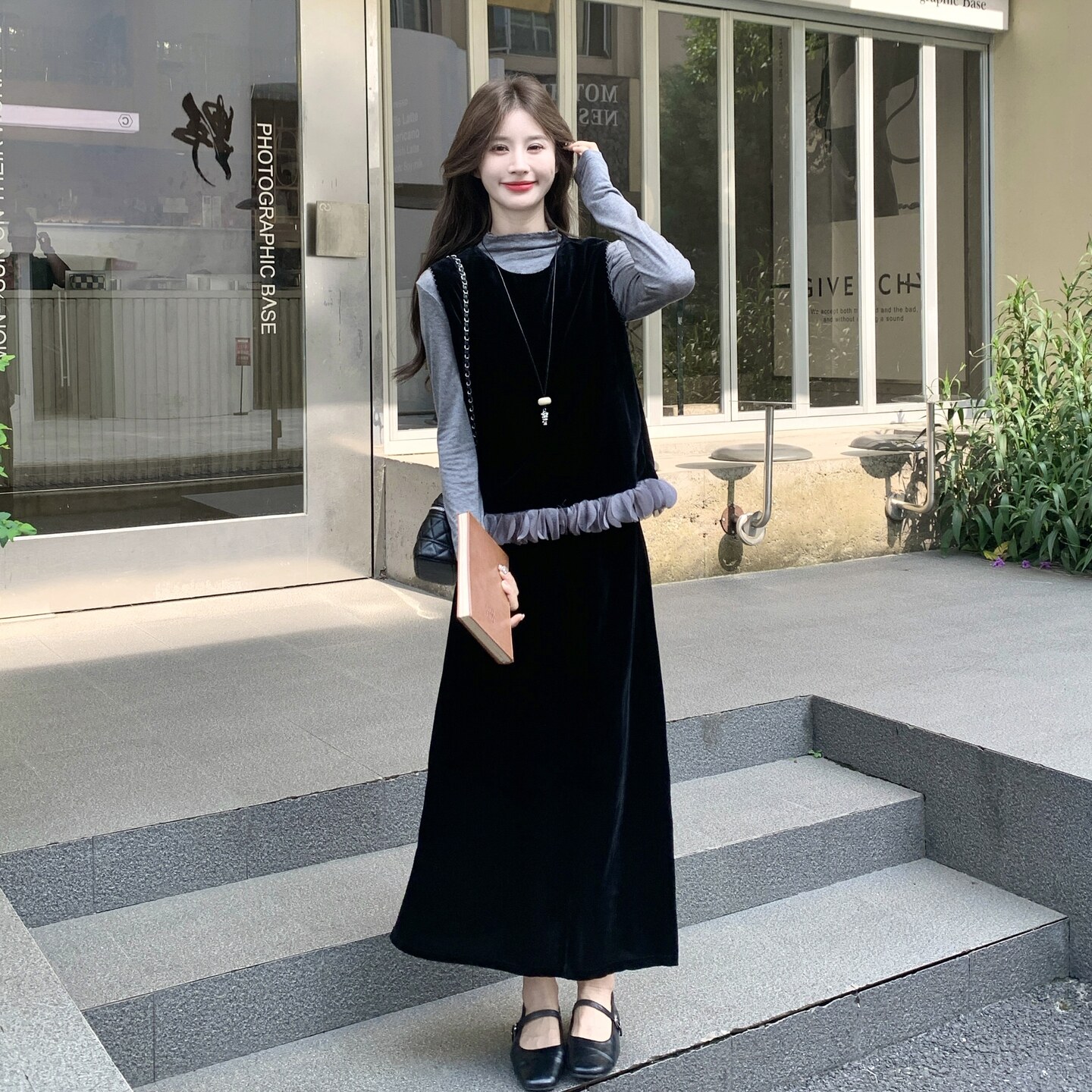 轻奢名媛高级感丝绒马甲套装