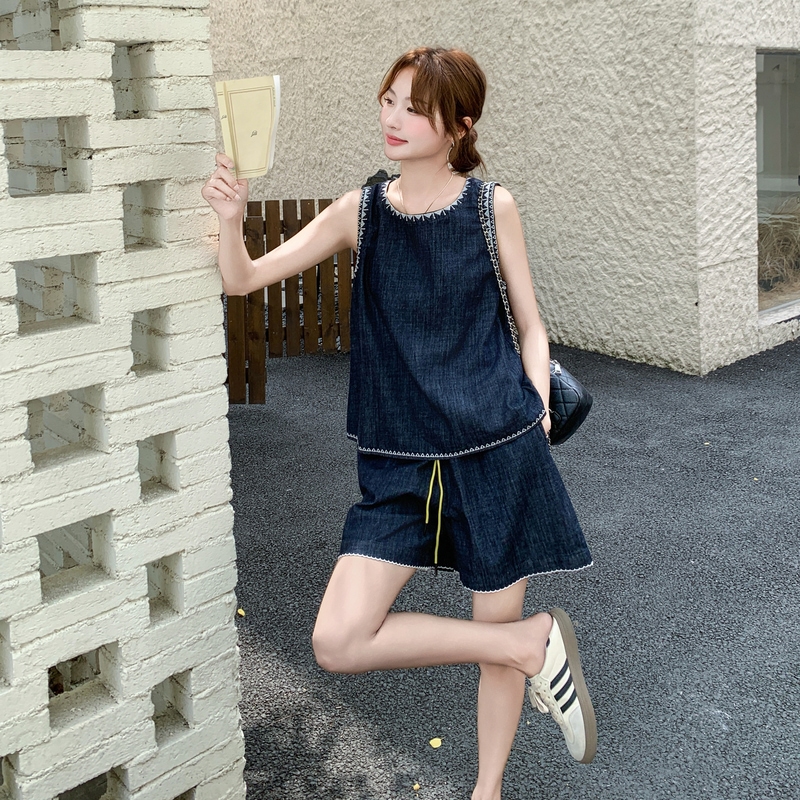 洋气时髦感减龄牛仔套装女2025夏新款甜酷气质无袖背心短裤两件套