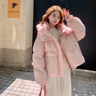 粉红色90白鸭绒短款羽绒服女2025冬季新款加厚保暖小个子连帽外套