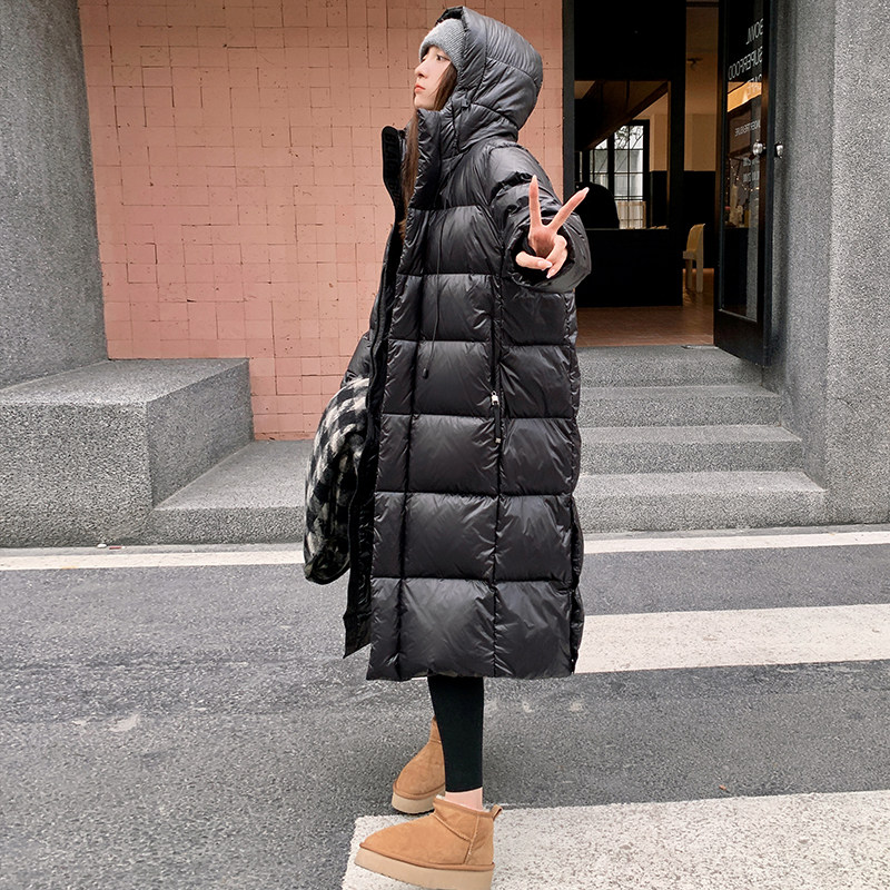 高级感炸街韩系面包服外套冬季黑色羽绒服2023年新款女中长款过膝