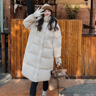 米杏色防风立领连帽羽绒服女2025冬新款小个子洋气减龄保暖面包服