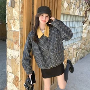 超好看的韩里韩气波点撞色牛仔外套女2026春季新款时髦感短款上衣