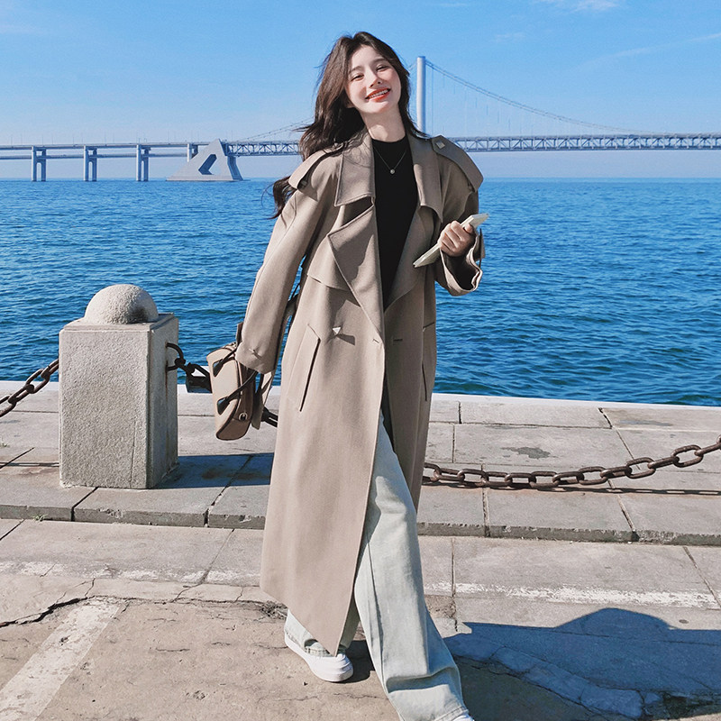 气质女神范英伦风长款风衣外套
