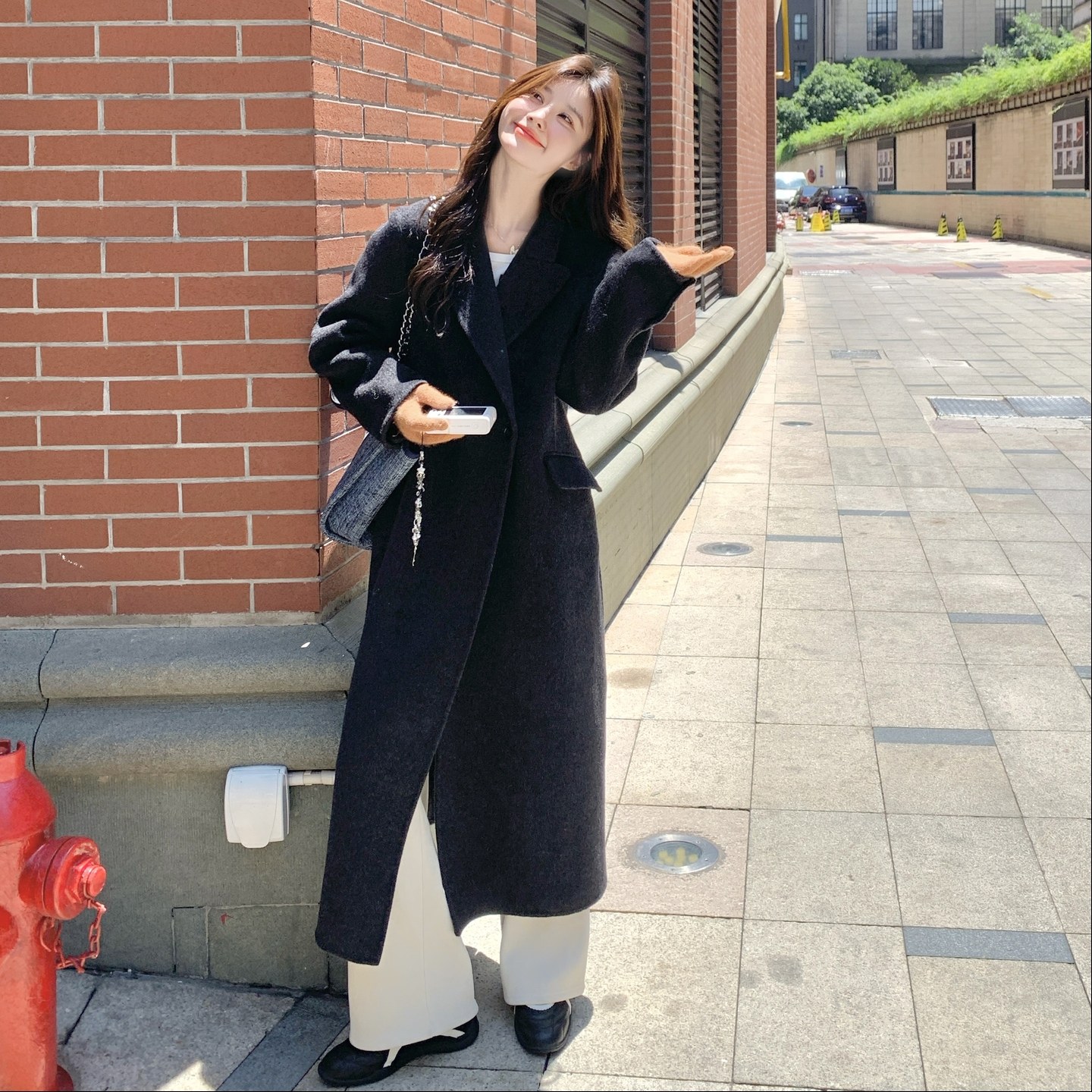深灰色韩系气质减龄毛呢大衣女2025冬季新款巨好轻熟风长款呢大衣