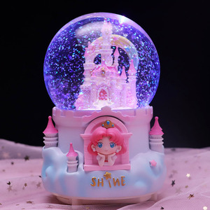 天空之城水晶球音乐盒礼物摆件女生儿童梦幻发光少女心旋转可爱