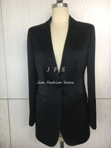 jfs修身真丝西装珠边春秋一粒扣