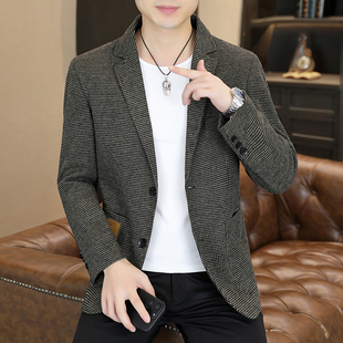 小西服男士 千鸟格西装 潮流修身 韩版 帅气休闲单西上衣 男外套春秋季