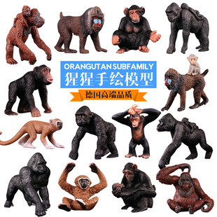 儿童仿真野生动物园玩具猴模型金刚黑猩猩猿猴金丝猴树懒银背猩猩