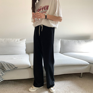 市舶司现货降温触感垂坠不易皱 韩国女装春夏新松紧系带休闲裤女