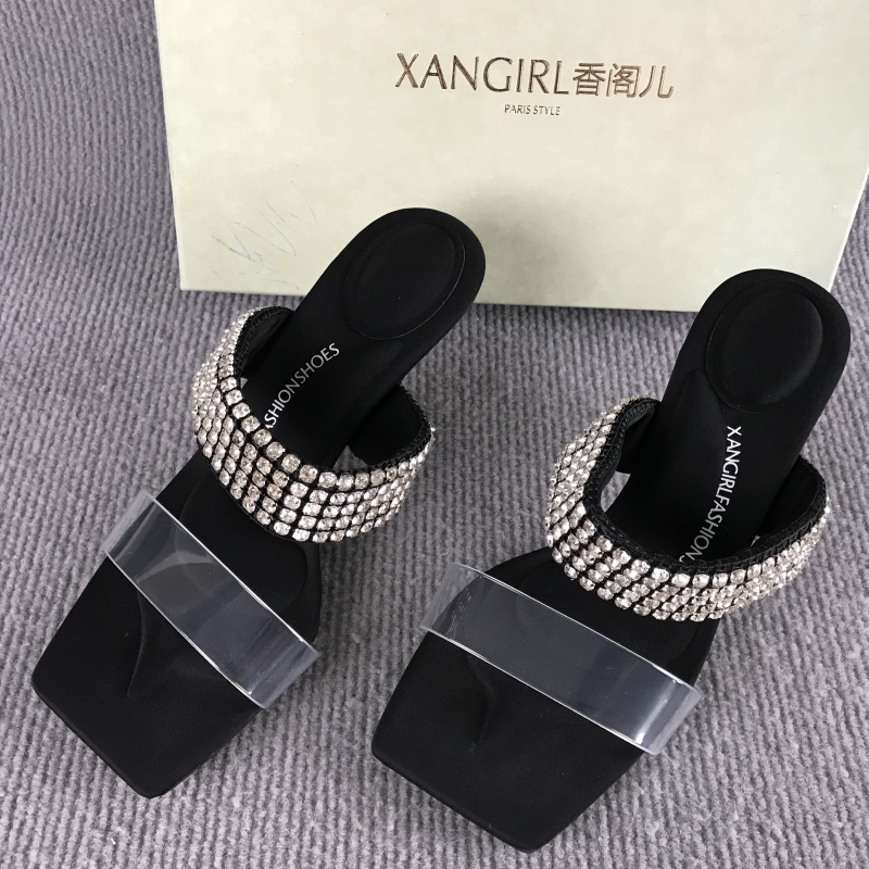 XANGIRL/香阁儿专柜女鞋断码撤柜夏季水钻外穿一字拖轻熟凉拖鞋子