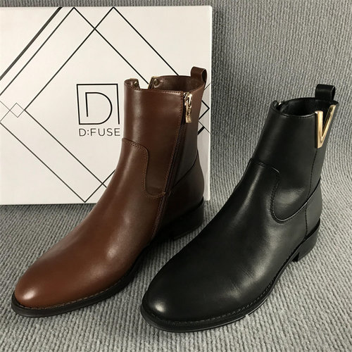 DFuse迪芙斯牛皮革切尔西靴
