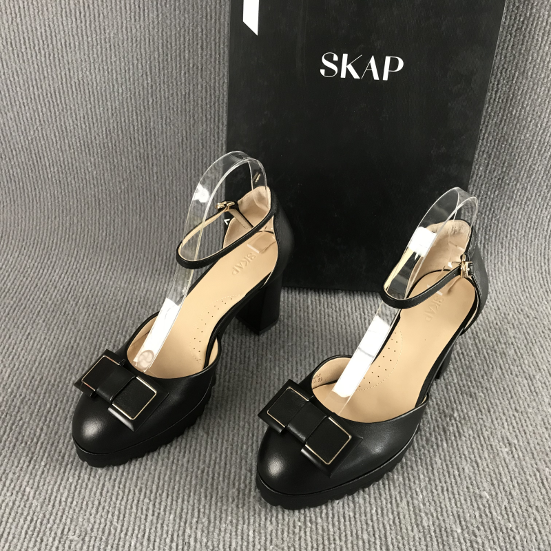 skap/圣伽步女鞋断码撤柜夏季真皮一字扣防水台欧美高跟包头凉鞋