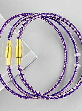 2MM 2.5MM 3MM不锈钢金色螺丝扣穿珠双紫色手绳钢丝绳手链钢丝绳