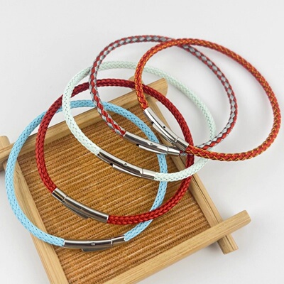 银色按扣防水钢丝绳手链3MM