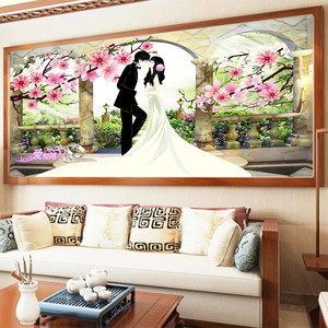 KS色系新款客厅卧室结婚礼爱情爱相随风景花卉手工满钻绣点钻石画