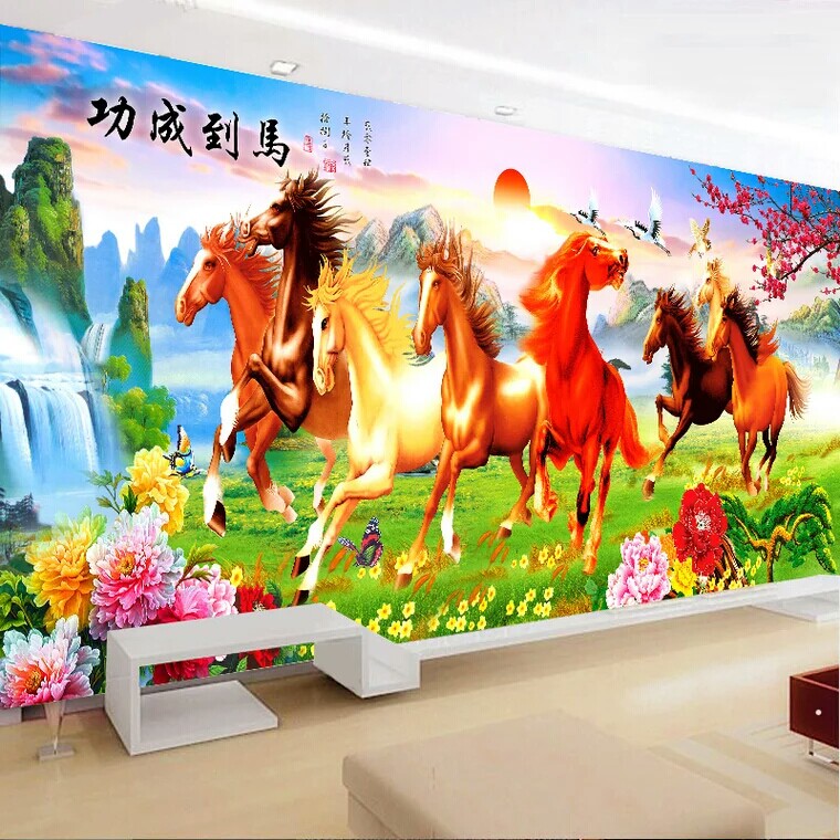 ks色系2020新款钻石画彩钻八骏图