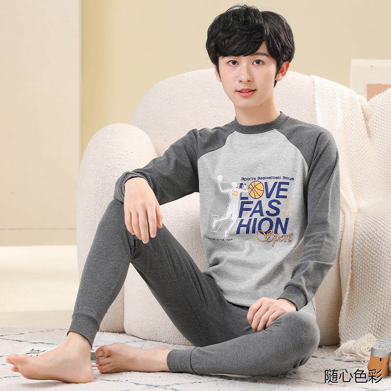 青少年秋衣卫生裤套装纯