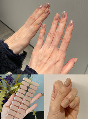 ANPUZI小红书同款半烤凝胶美甲贴照灯光疗防水持久肉裸色AN027
