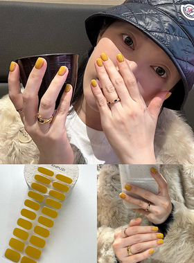 ANPUZI小红书同款半烤凝胶美甲贴照灯光疗防水持久靓姜黄AN071