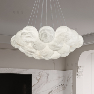 客厅主灯饭厅北欧创意个性 轻奢云石吊灯卧室房间饭厅浪漫月球吊灯