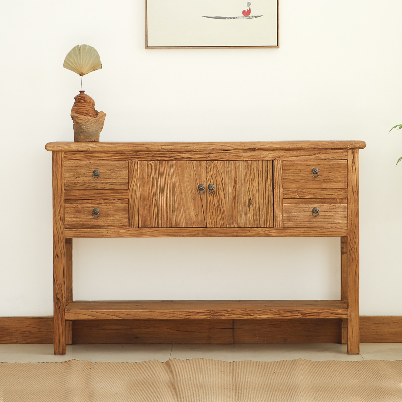 老榆木中式玄关柜实木老榆木门板入户隔断柜子门厅进户门靠墙玄关