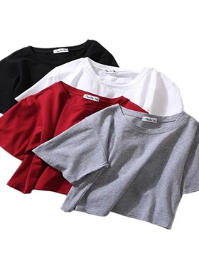 Summer Short Sleeve T Shirts Women Solid T-shirt O Neck High