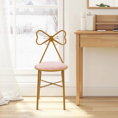 Bedroom Vanity Stool,Butterfly Bow Tie Pink Vanity Chair Ve