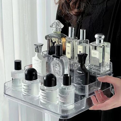 3 Tier Desktop Perfume Shelf PET Cosmetic Organizer Perfume
