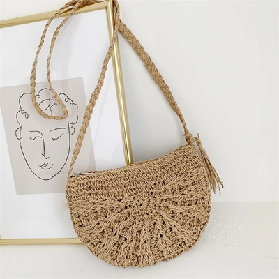 New Half Round Straw Bags for Women Summer Beach Rattan Bag