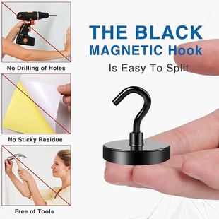 Black Magnetic Hooks Heavy Duty Super Strong Neodymium Magn