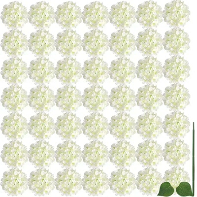 50 PCS Artificial Hydrangea Flowers Silk Hydrangea Heads fo