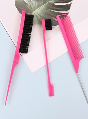 3Pcs Hair Styling Tools Edge Brush Rat Tail Comb Bristle Tr