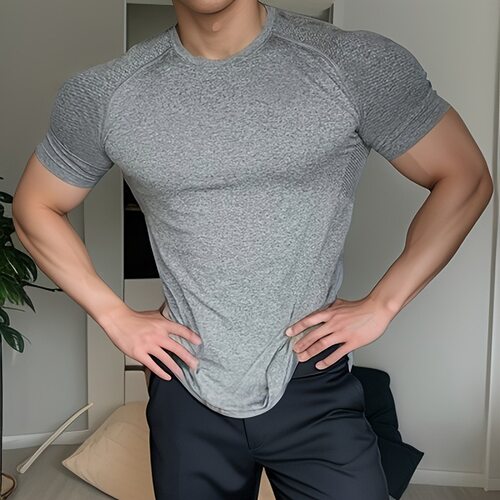 Men's Summer Quick Dry Compression T-Shirt Seamless Jacquard