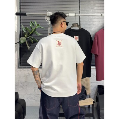 Men Crew Neck T-shirt Simple Printed Trendy Short Sleeve Top