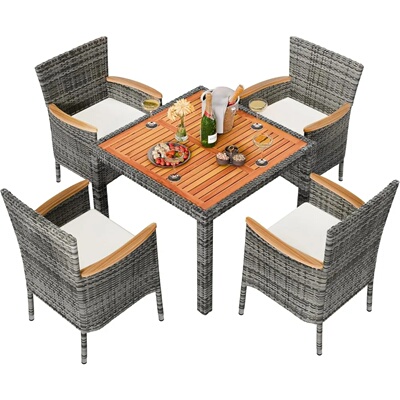 5 Piece Patio Dining Set, Wicker Patio Conversation Set with
